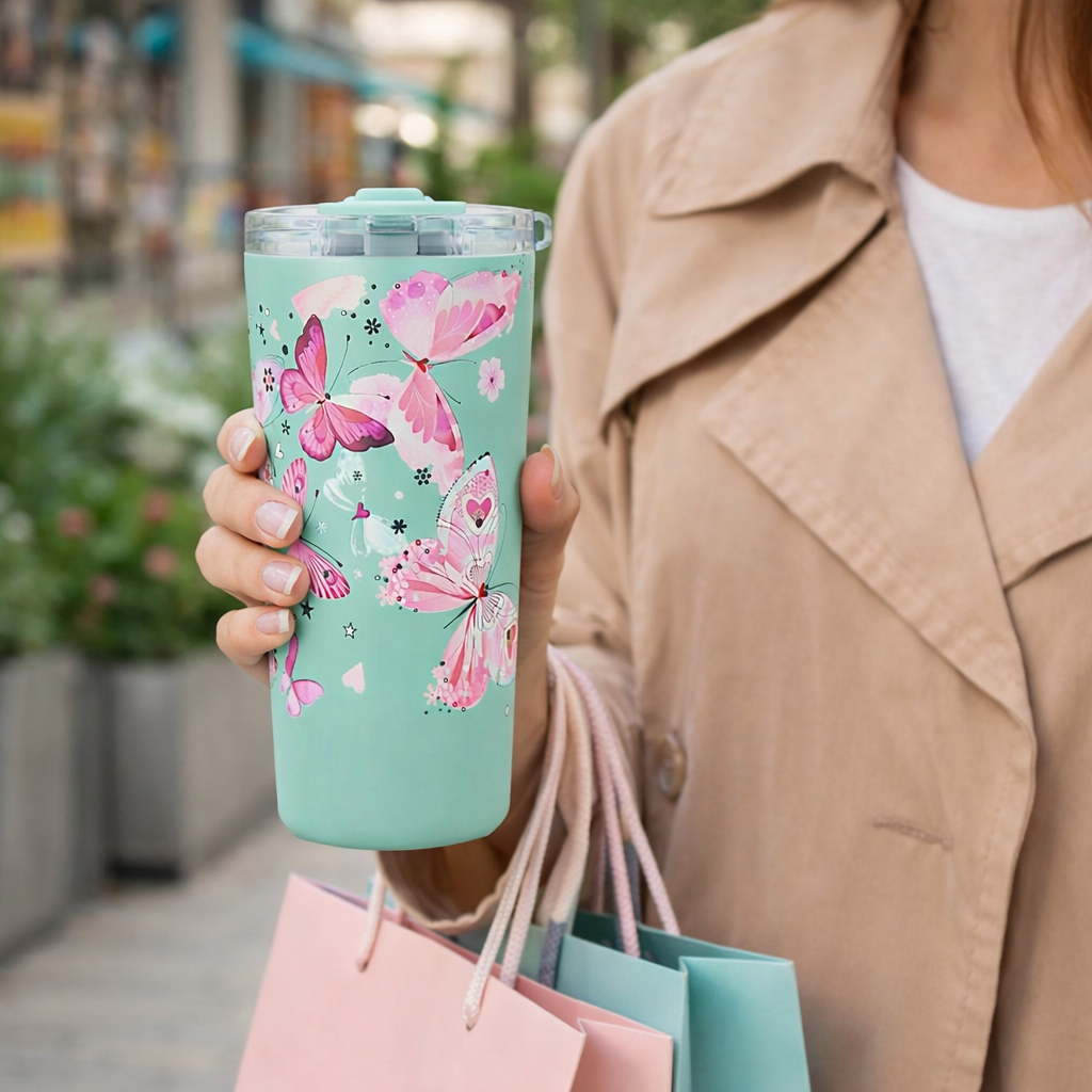 Vera Sip™ Butterfly Breeze 20oz Insulated Tumbler with Straw