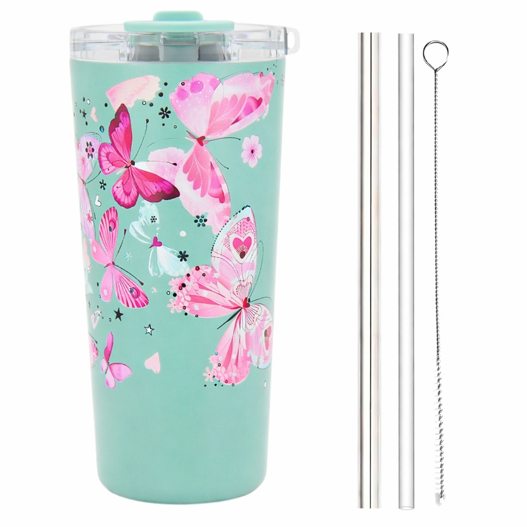 Vera Sip™ Butterfly Breeze 20oz Insulated Tumbler with Straw