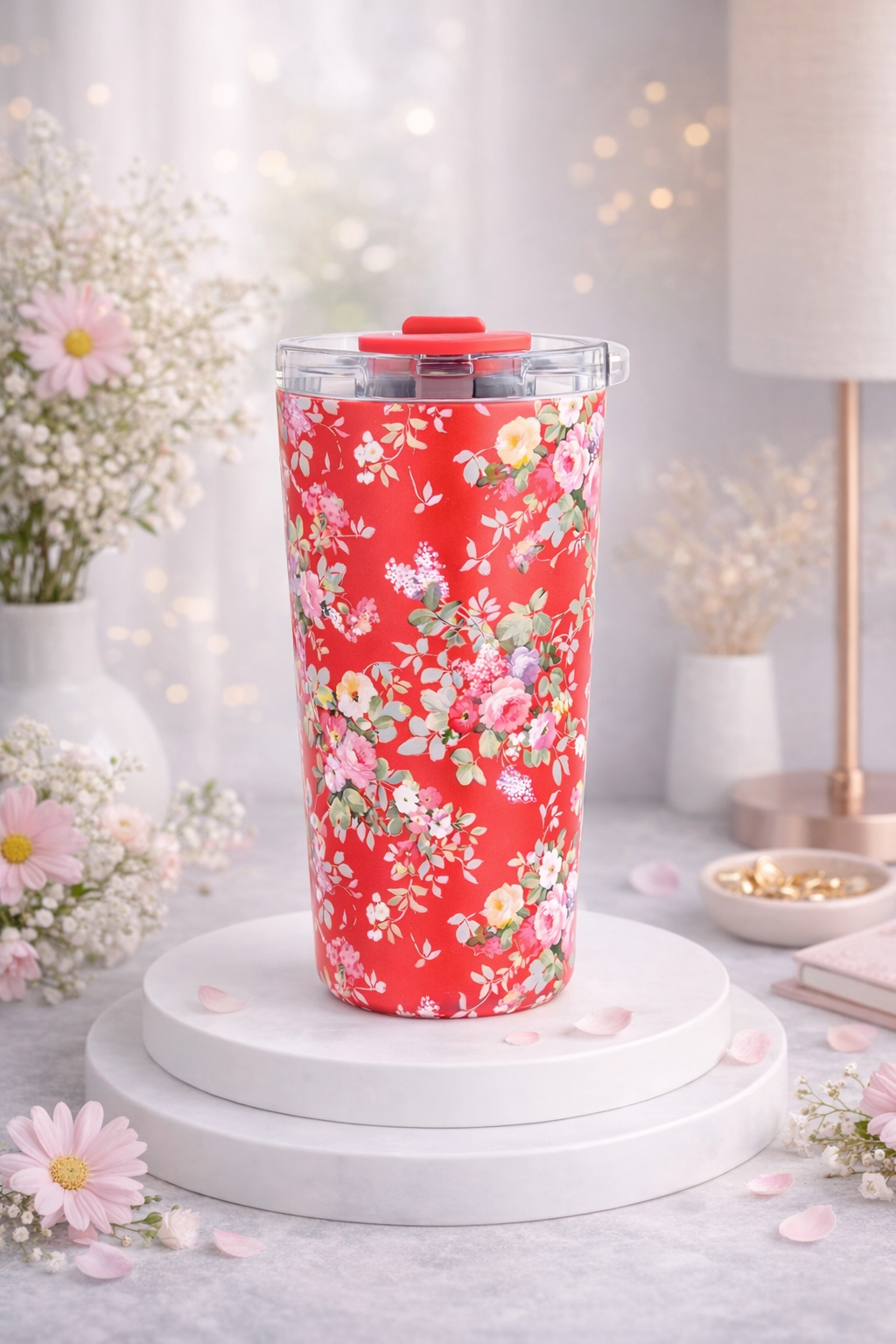 Vera Sip™ Crimson Bloom Floral Insulated Tumbler (20oz)