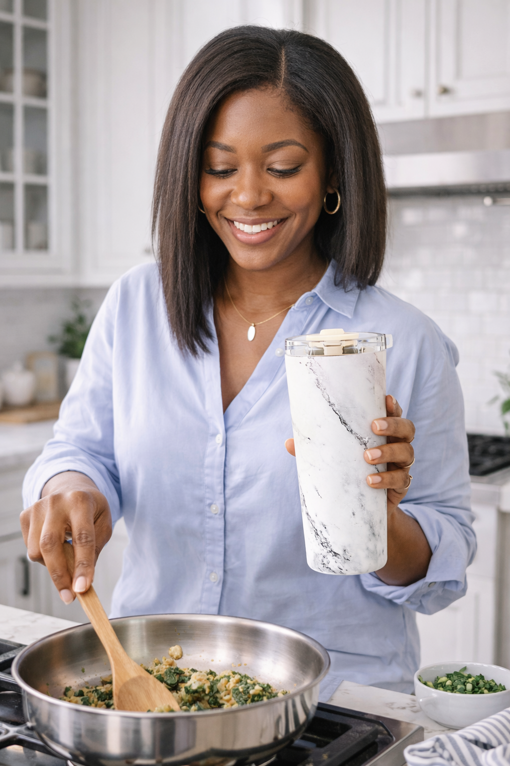 Vera Sip™ White Marble Insulated Tumbler (20oz)