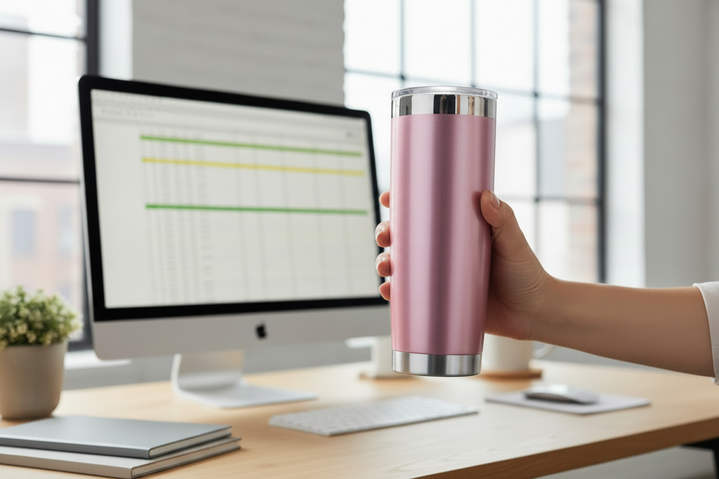 Vera Sip™ Rose Gold 20oz Insulated Tumbler with Spill-Proof Lid