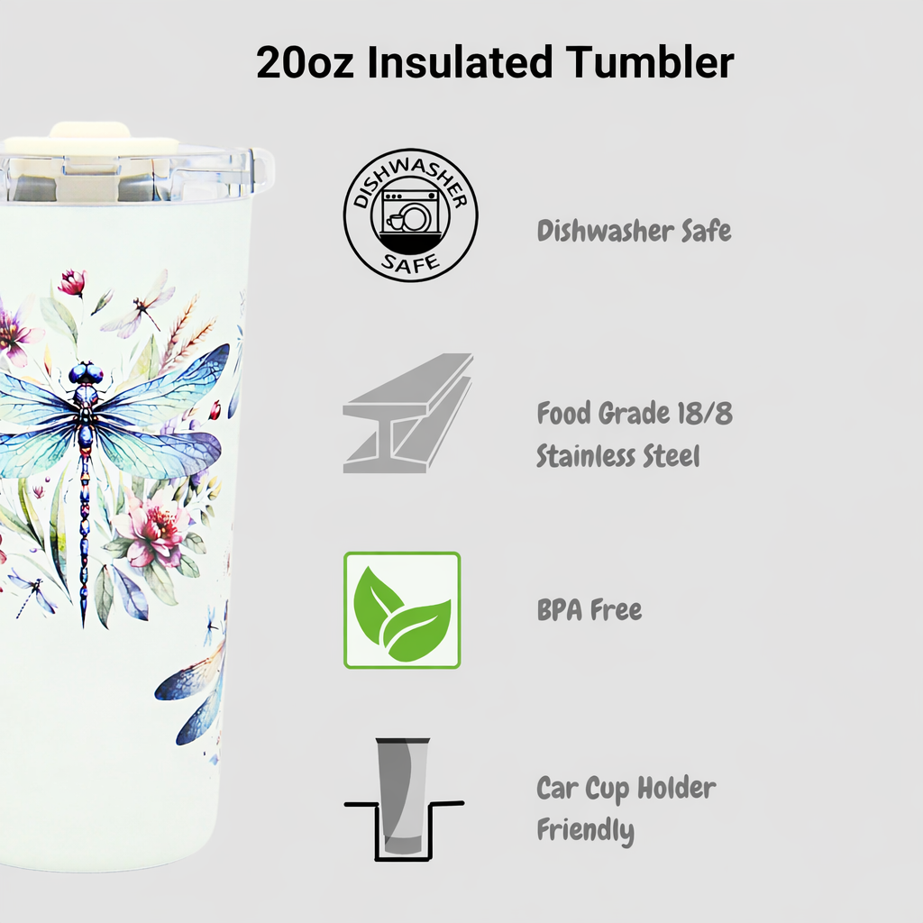 Vera Sip™ Dragonfly Garden Insulated Tumbler (20oz)