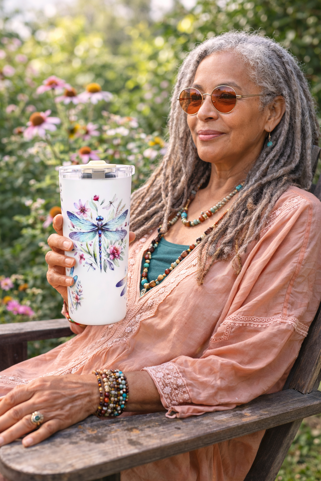 Vera Sip™ Dragonfly Garden Insulated Tumbler (20oz)