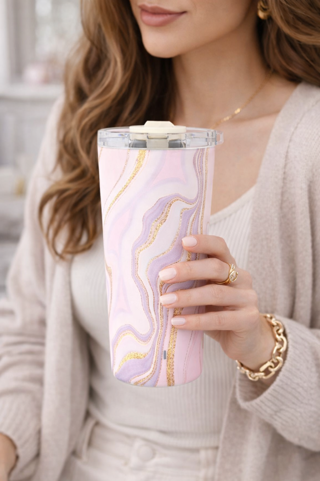Vera Sip™ Blush Marble Insulated Tumbler (20oz)