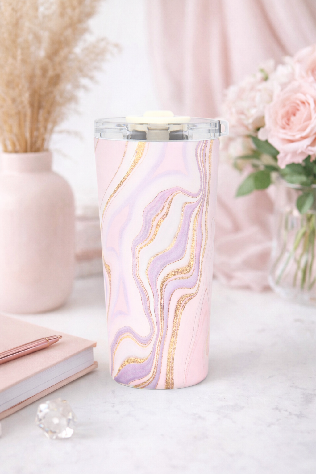 Vera Sip™ Blush Marble Insulated Tumbler (20oz)